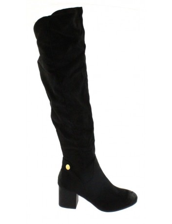 Kozak damski zamsz na obcasie VICENZA, Kolor czarny