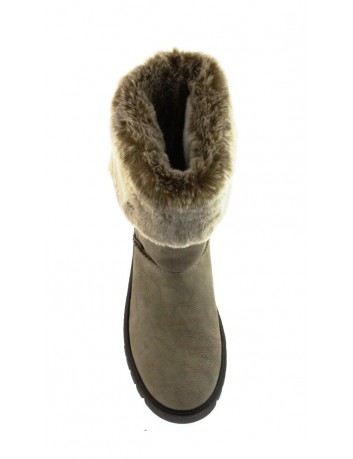 Botek damski Rieker z wywinietym futerkiem, Kolor beżowy