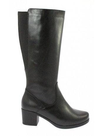 Kozak damski skórzany na obcasie GALANT, Kolor czarny