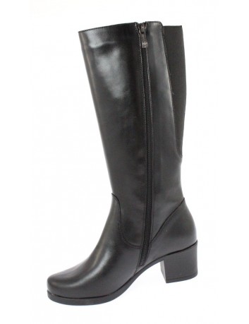 Kozak damski skórzany na obcasie GALANT, Kolor czarny