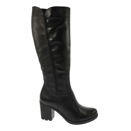 Kozak damski skórzany na obcasie Glanzbut, Kolor czarny