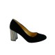 Czółenko damskie zamsz skóra PIECH,Kolor Czarny