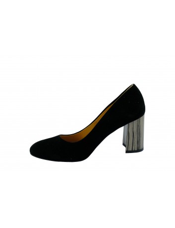 Czółenko damskie zamsz skóra PIECH,Kolor Czarny