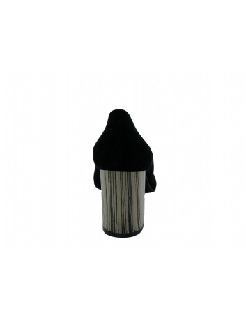 Czółenko damskie zamsz skóra PIECH,Kolor Czarny