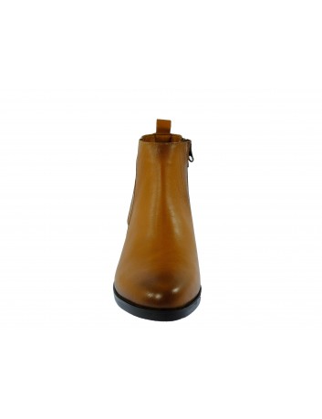 Skórzany botek damski z klamerką ALP, Kolor brązowy