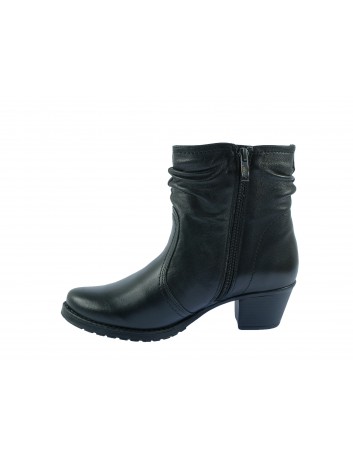 Botek damski skórzany na obcasie AXEL, Kolor czarny
