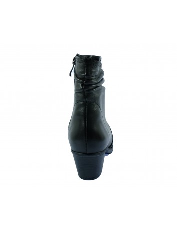 Botek damski skórzany na obcasie AXEL, Kolor czarny