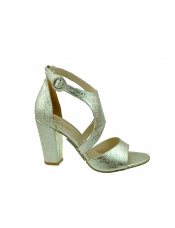 Sandał damski z zakrytą piętą na obcasie Filo Donna w kolorze złotym
