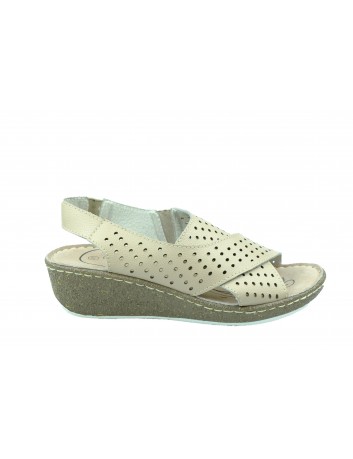 Skórzany sandał na niskiej koturnie T.Sokolski, Kolor beżowy