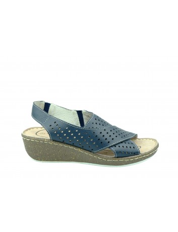 Skórzany sandał na niskiej koturnie T.Sokolski, Kolor granatowy