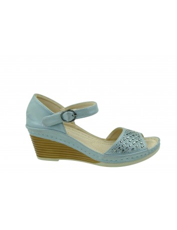 Komfortowy sandał damski na koturnie T.Sokolski, Kolor niebieski