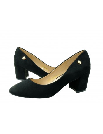 Czółenko damskie eko zamsz VINCEZA, Kolor czarny