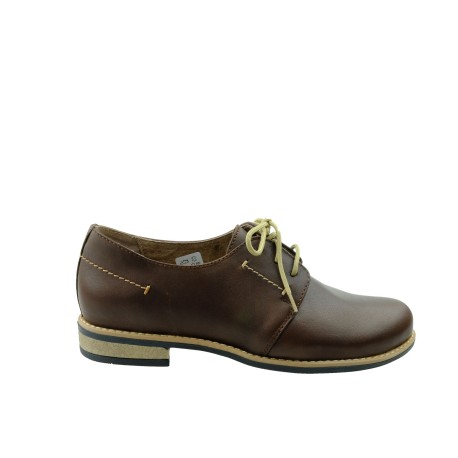 Skórzany półbut damski Wasak, Kolor brązowy