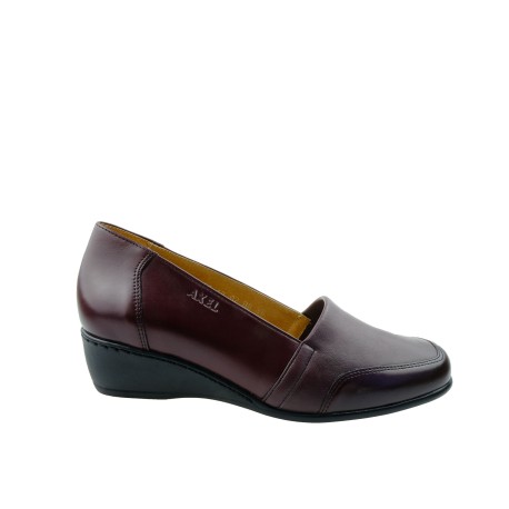 Półbuty skórzane na koturnie Axel 1830,Kolor rubin