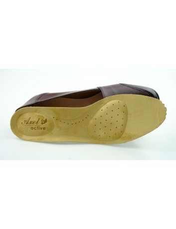 Półbuty skórzane na koturnie Axel 1830,Kolor rubin