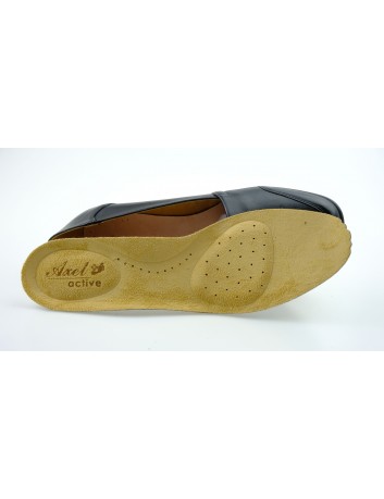 Półbuty skórzane na koturnie Axel 1830,Kolor czarny