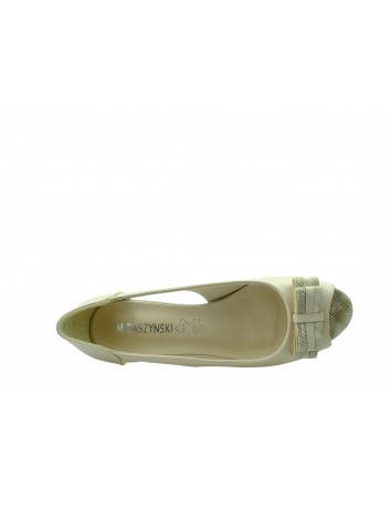 Letnie czółenko damskie M.Daszyński SA146-1,Kolor beżowy