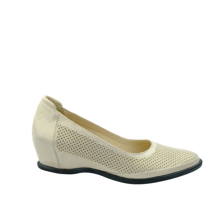 Letni półbut damski skórzany-koturn LU,T.Sokolski,Kolor beżowy