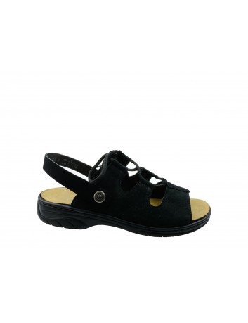 Skórzany sandał damski Rieker 64570-00S, Kolor czarny