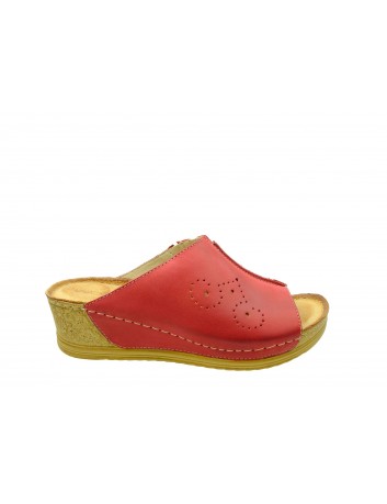 Klapek damski skórzany Wasak 524, Kolor czerwony