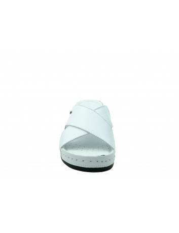 Klapek damski skórzany Wasak 409, Kolor biały