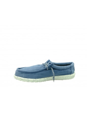 Mokasyn męski HEY DUDE WALLY WASHED STEEL BLUE,Kolor niebieski