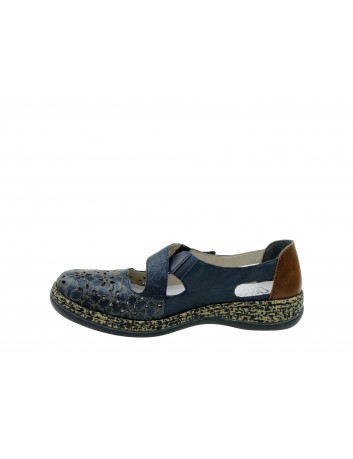 Letni półbut damski Rieker 463H4-14P,Kolor granat