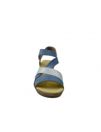 Skórzany sandał damski Rieker V2404-12A, Kolor niebieski