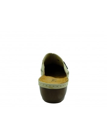 Skórzany sabot damski MUYA MU 417536,Kolor beżowy