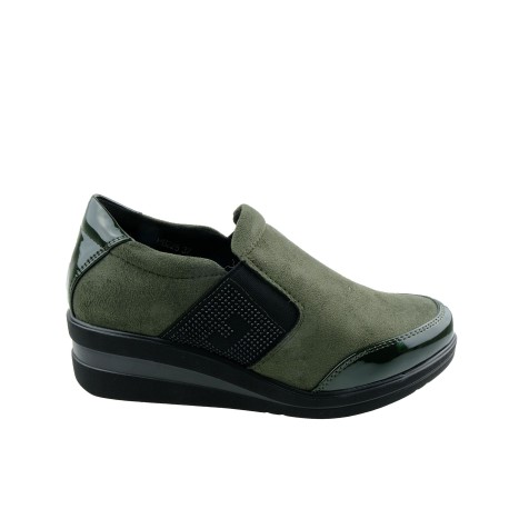 Półbut damski na koturnie Sergio Leone PB225,Kolor zielony