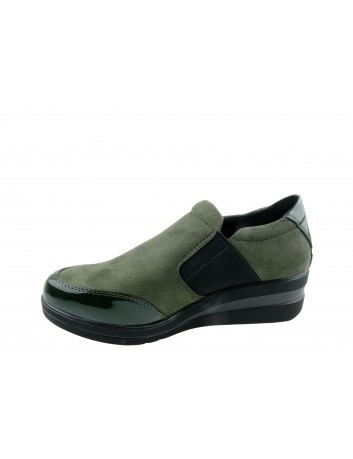 Półbut damski na koturnie Sergio Leone PB225,Kolor zielony