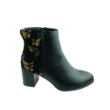 Botki damskie Sergio Leone BT521,Kolor czarny z beżem