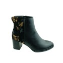 Botki damskie Sergio Leone BT521,Kolor czarny z beżem