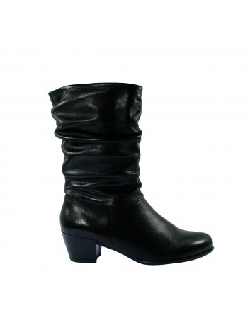 Skórzany botek damski Tamaris na obcasie, Kolor czarny