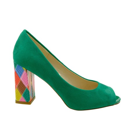 Czółenko damskie odkryte palce Sergio Leone PB135,Kolor zielony