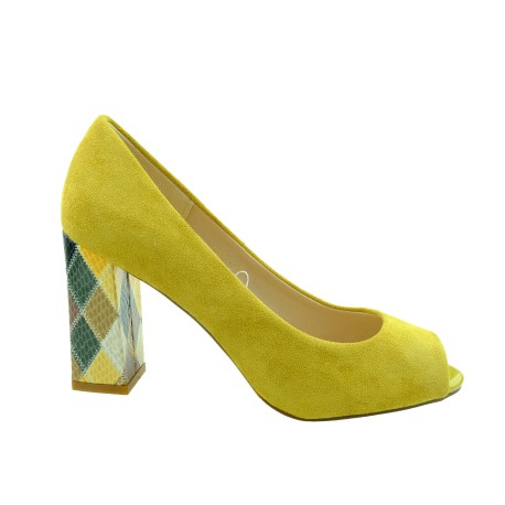 Czółenko damskie odkryte palce Sergio Leone PB135,Kolor żółty