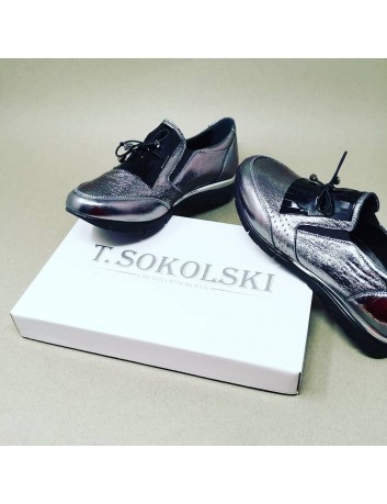 Półbut damski skórzany T.Sokolski BK SW056,Kolor platynowy