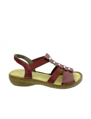 Sandał damski Rieker 62850-35W,Kolor bordo