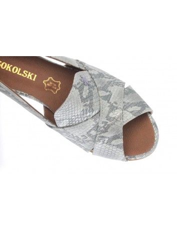 Sandały skórzane damskie LP 0436-425-617  T.Sokolski,Kolor szary