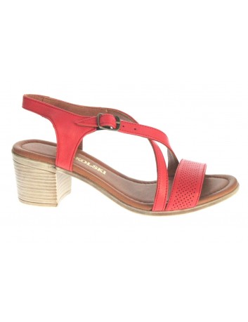 Sandały skórzane damskie ALP 2445 T.Sokolski, Kolor czerwony