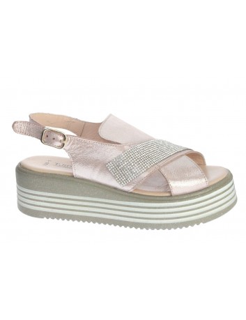 Sandały skórzane damskie-koturn LU  G225-200,T.Sokolski,Kolor różowy