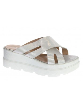 Klapek skórzany damski-biały koturn LU G182-529,T.Sokolski,Kolor biały