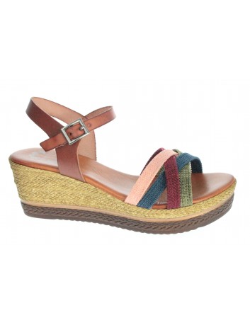 Sandał damski Hiszpańska marka Porronet L-2559, Kolor multi brąz