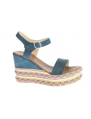 Skórzany sandał espadryl Gaia Verdi 20 lam P568 ,Kolor niebieski
