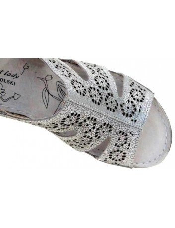 Sandał skórzany damski T.Sokolski FC L20-13,kolor srebrny
