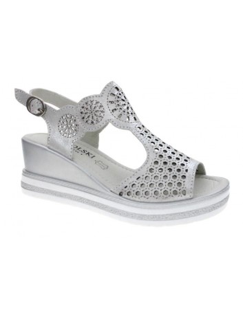 Sandał skórzany damski T.Sokolski LIN L20-08,Kolor srebrny