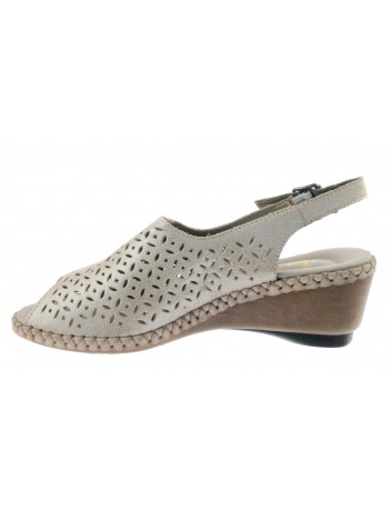 Skórzany sandał damski Rieker P66185-31,Kolor różowy