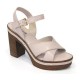 Skórzany sandał damski na obcasie Gaia Verdi GV 17 ODESA F551NU, Kolor beżowy