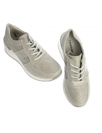 Sportowy skórzany but T.Sokolski CL W20-29,srebrny