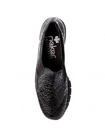 Skórzany półbut damski Rieker 53766-45G,grafit